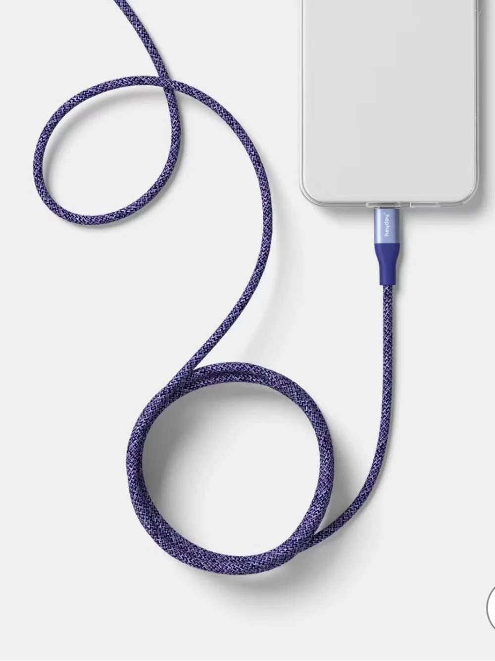 heyday 6ft Braided USB-C to Lightning Cable in Deep Purple